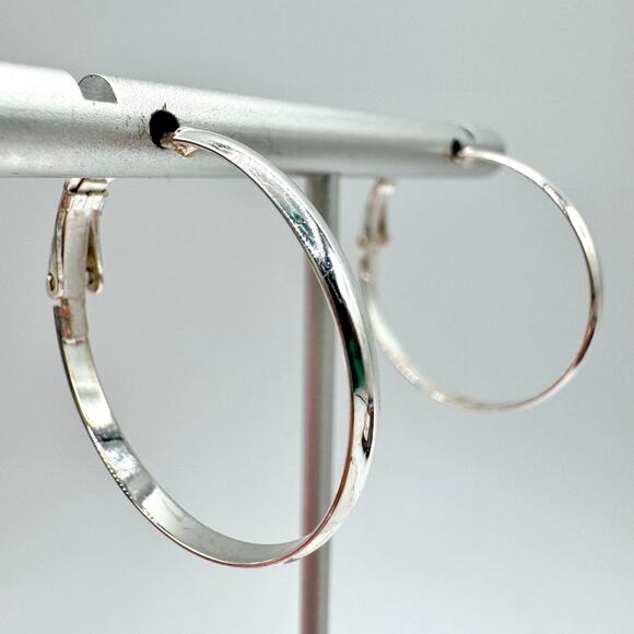 925 Sterling Silver Hoop Earrings IBB TH Hinge Back Pierced Timeless - Picture 5 of 12